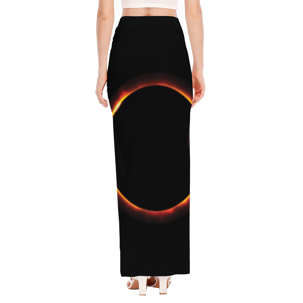 Total Solar Eclipse Print High Slit Maxi Skirt