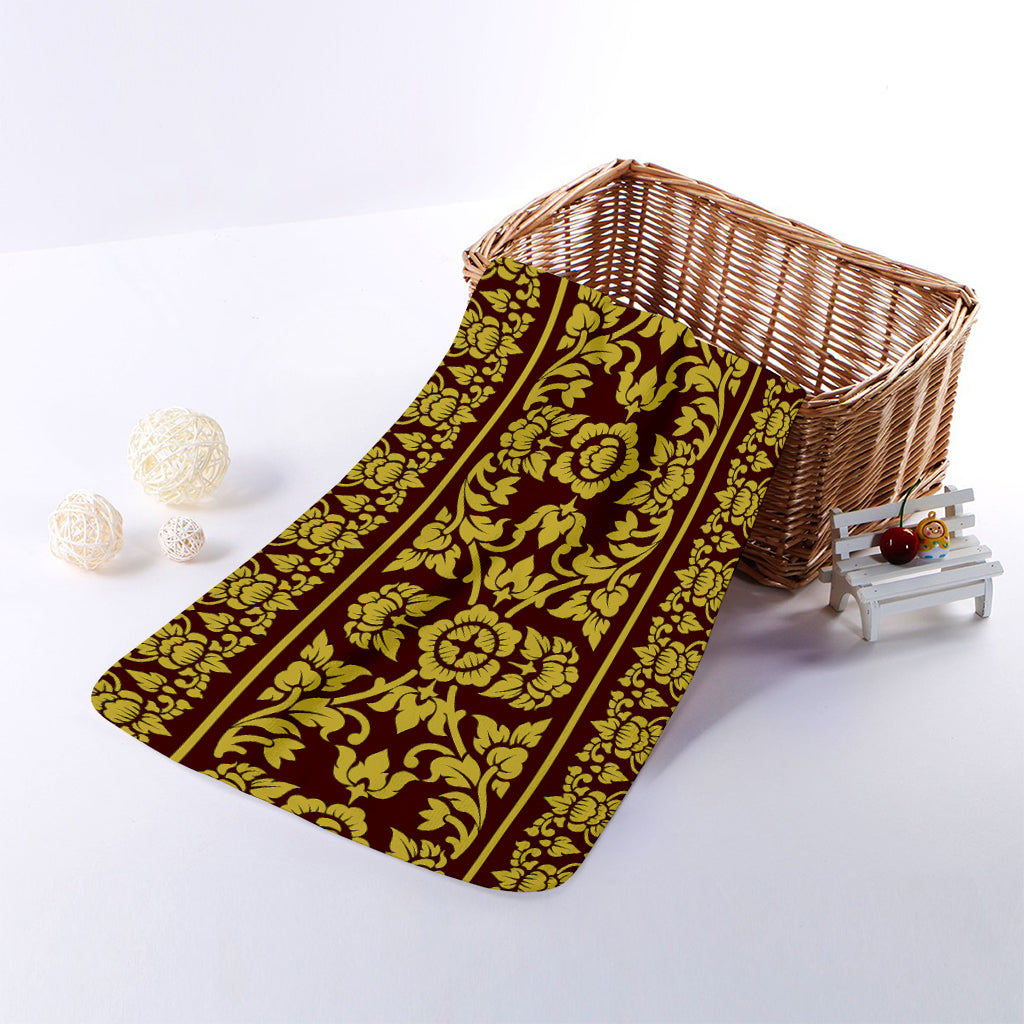 Traditional Thai Flower Pattern Print Towel
