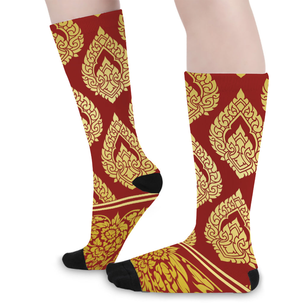 Traditional Thai Pattern Print Long Socks