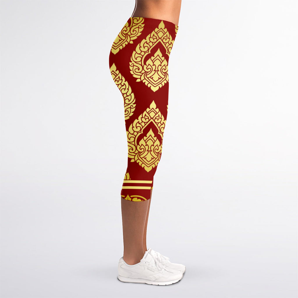 Traditional Thai Pattern Print Women's Capri Leggings