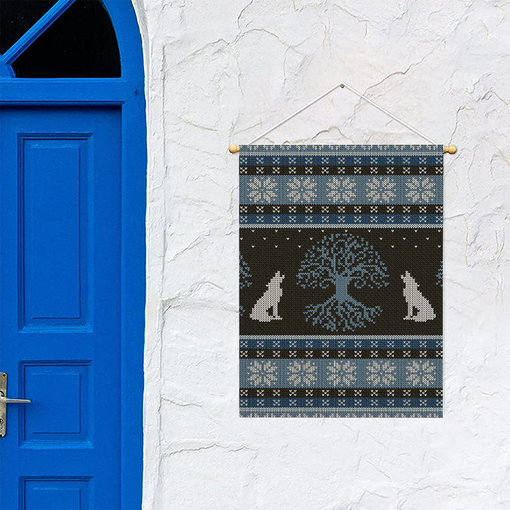 Tree Of Life And Howling Wolves Print Garden Flag
