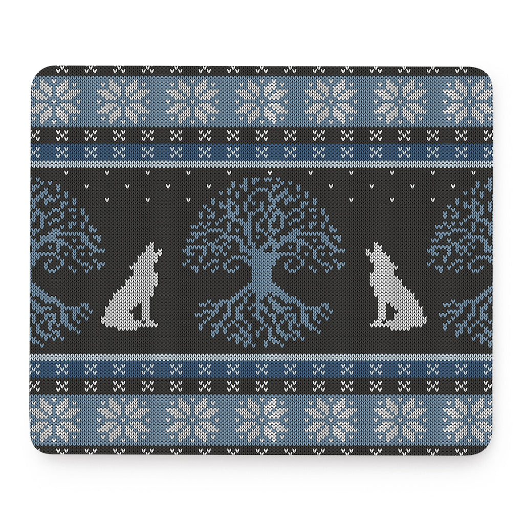 Tree Of Life And Howling Wolves Print Mouse Pad