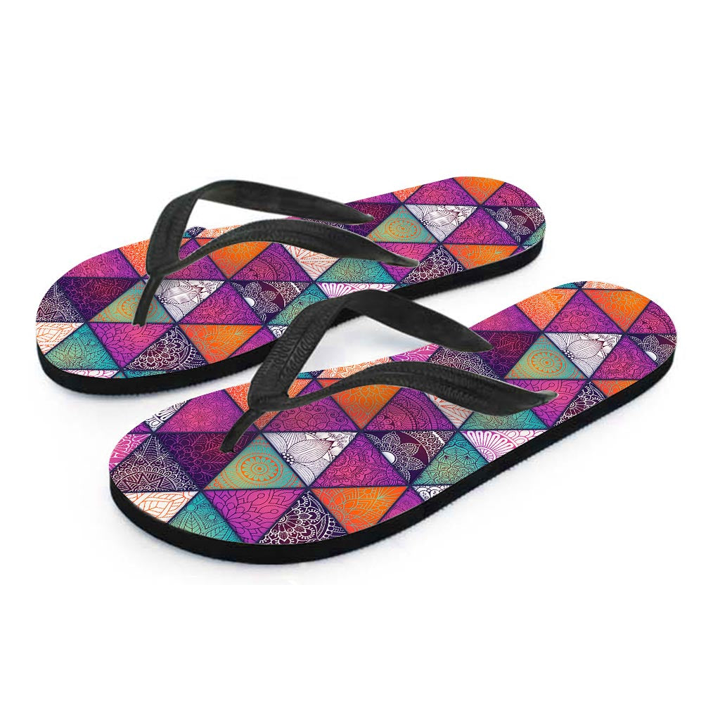 Triangle Bohemian Mandala Pattern Print Flip Flops