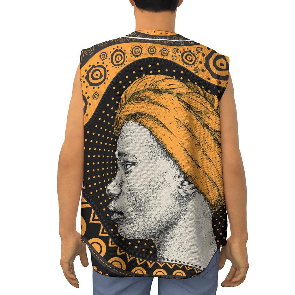 Tribal African Girl Print Sleeveless Baseball Jersey