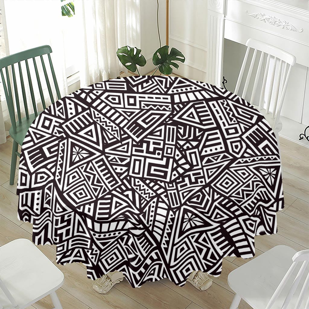 Tribal Aztec Geometric Pattern Print Waterproof Round Tablecloth