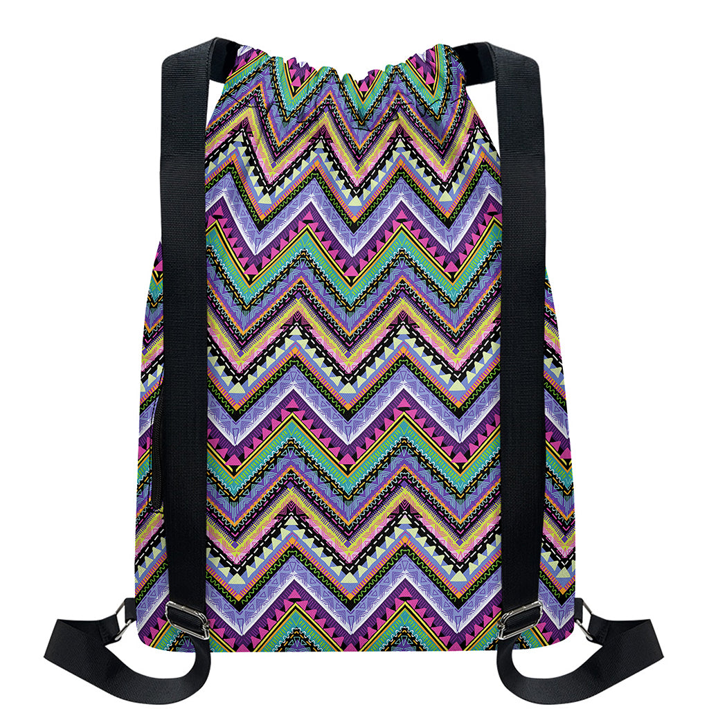 Tribal Aztec Print Drawstring Backpack Tribal Aztec Backpack: Boho Beach Barrel Bag - Etsy main image 4