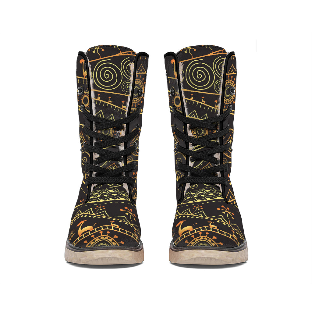 Tribal Ethnic African Pattern Print Winter Boots