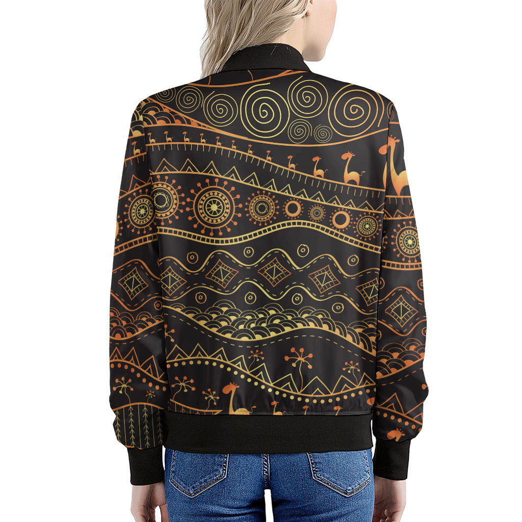 Tribal Ethnic African Pattern Print Women's Bomber Jacket