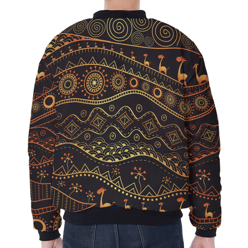 Tribal Ethnic African Pattern Print Zip Sleeve Bomber Jacket