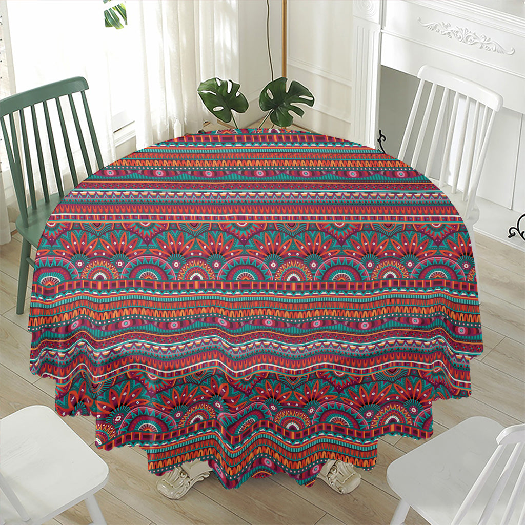 Tribal Ethnic Pattern Print Waterproof Round Tablecloth