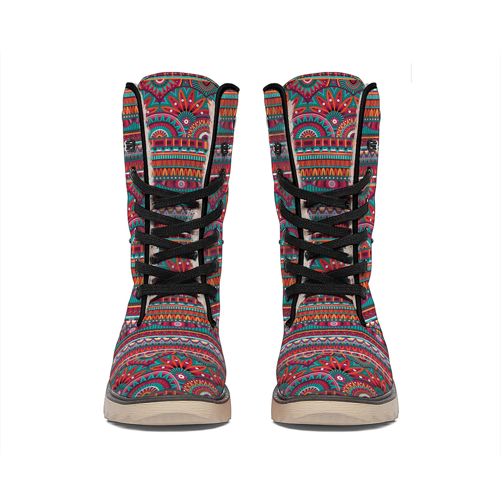 Tribal Ethnic Pattern Print Winter Boots