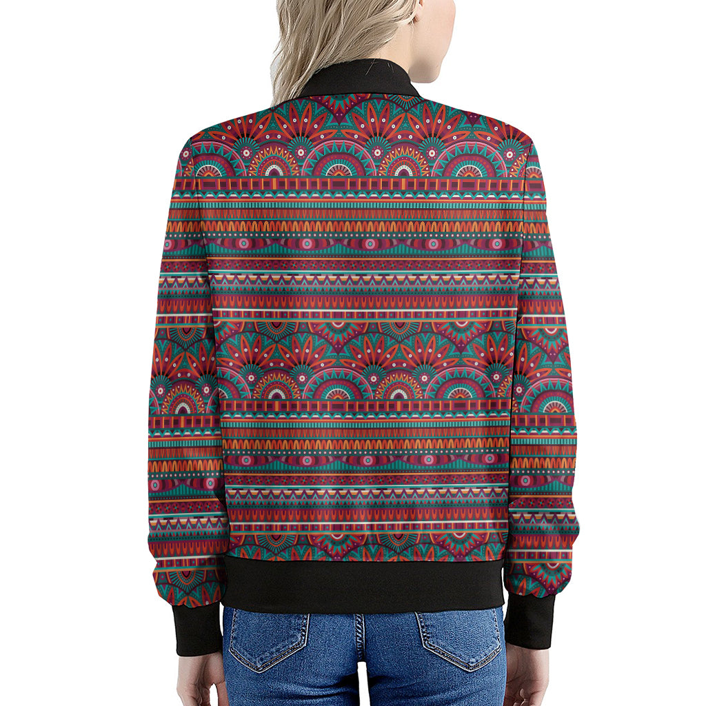Tribal Ethnic Pattern Print Women's Bomber Jacket