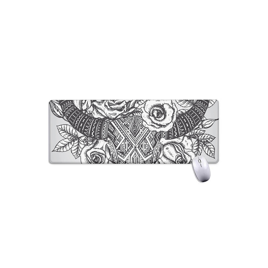 Tribal Indian Bull Skull Print Extended Mouse Pad