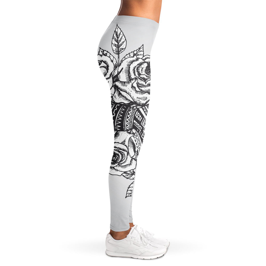Tribal Indian Bull Skull Print Women's Leggings