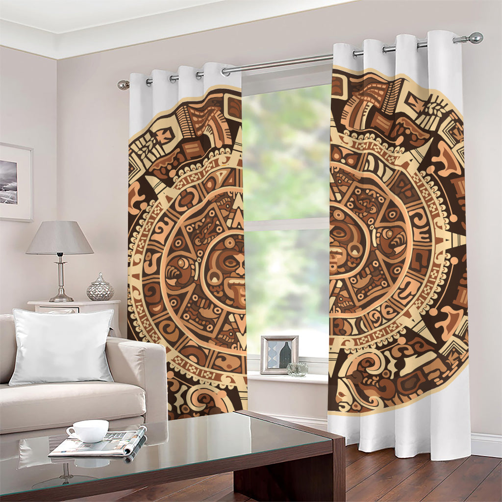Tribal Maya Calendar Print Grommet Curtains