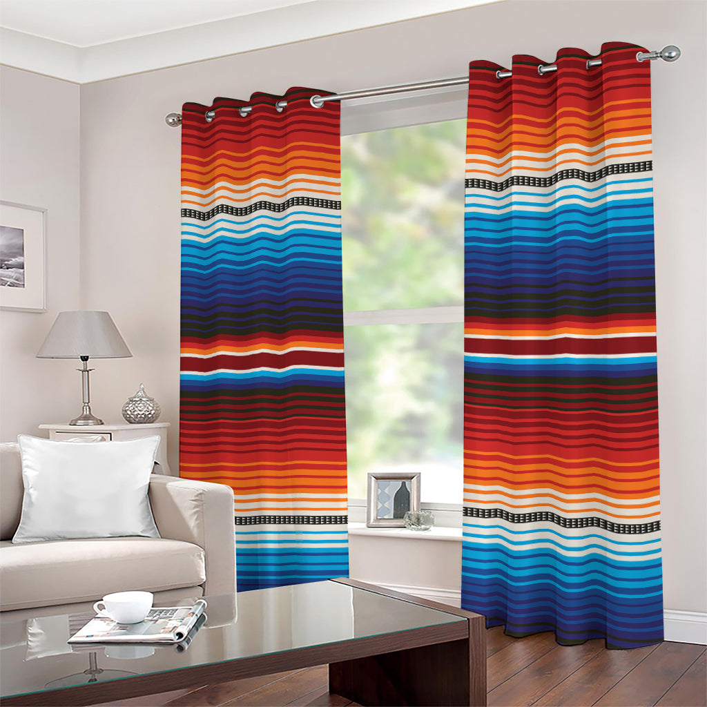 Tribal Mexican Blanket Pattern Print Extra Wide Grommet Curtains