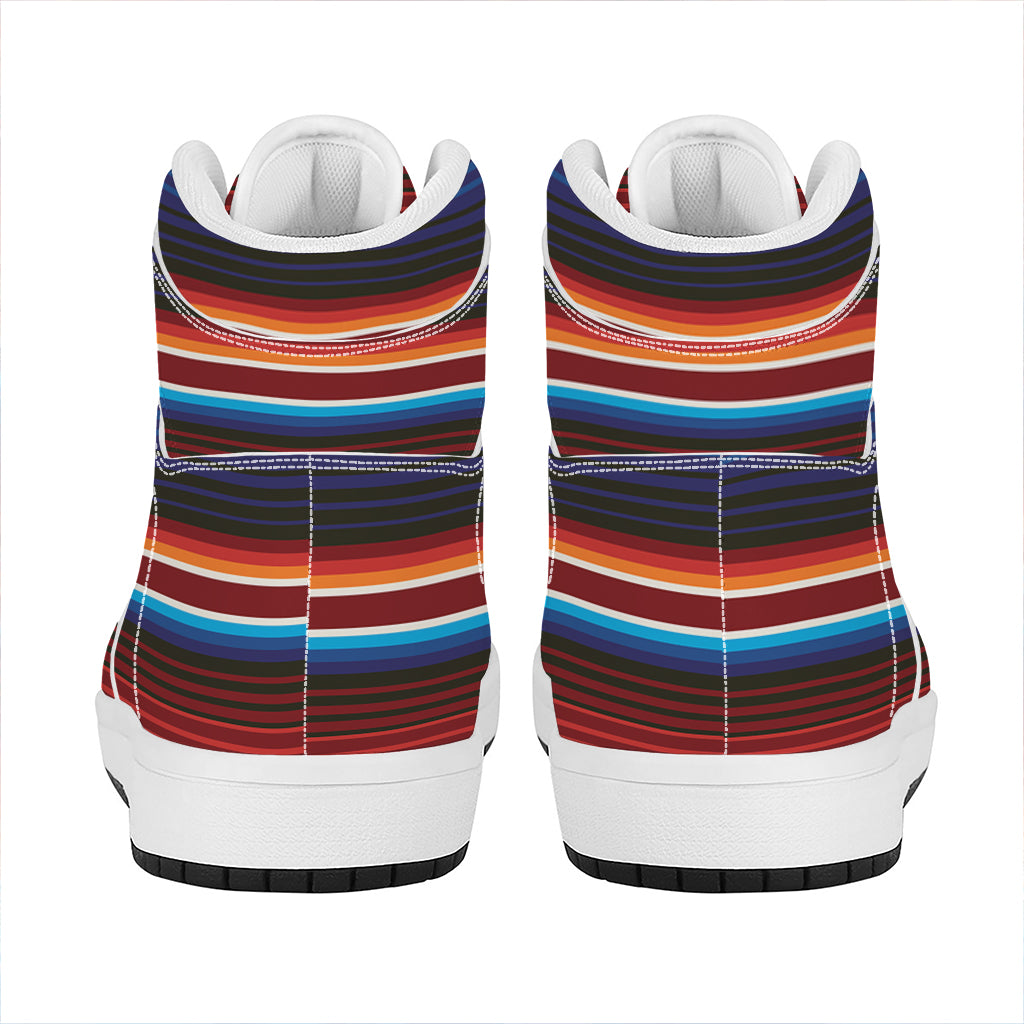 Tribal Mexican Blanket Pattern Print High Top Leather Sneakers