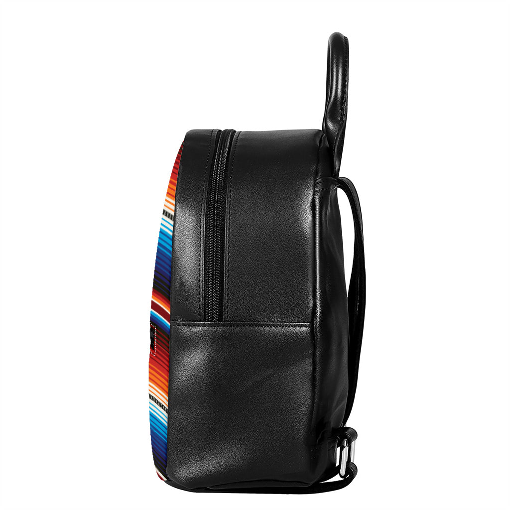 Tribal Mexican Blanket Pattern Print Leather Backpack