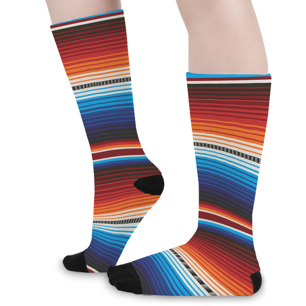 Tribal Mexican Blanket Pattern Print Long Socks