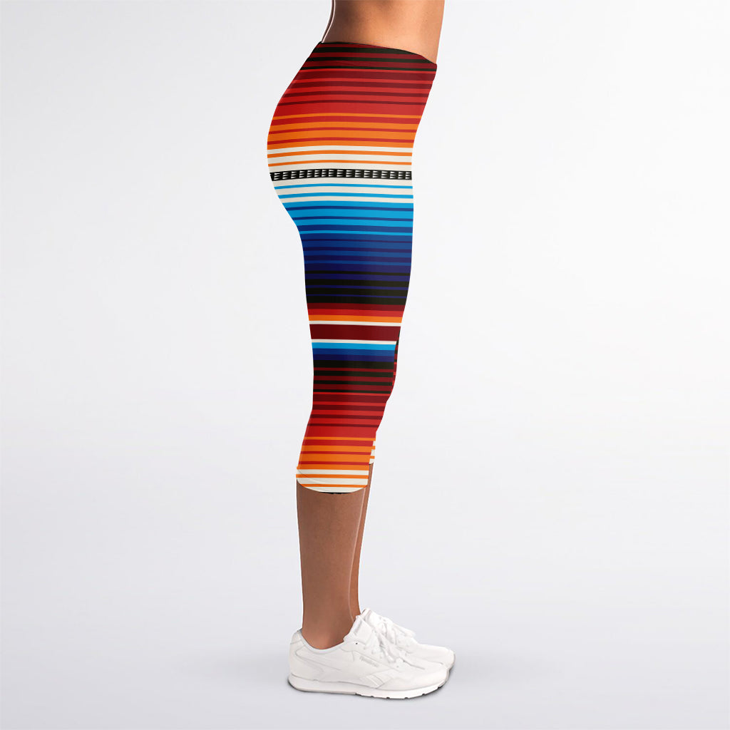 Tribal Mexican Blanket Pattern Print Women's Capri Leggings