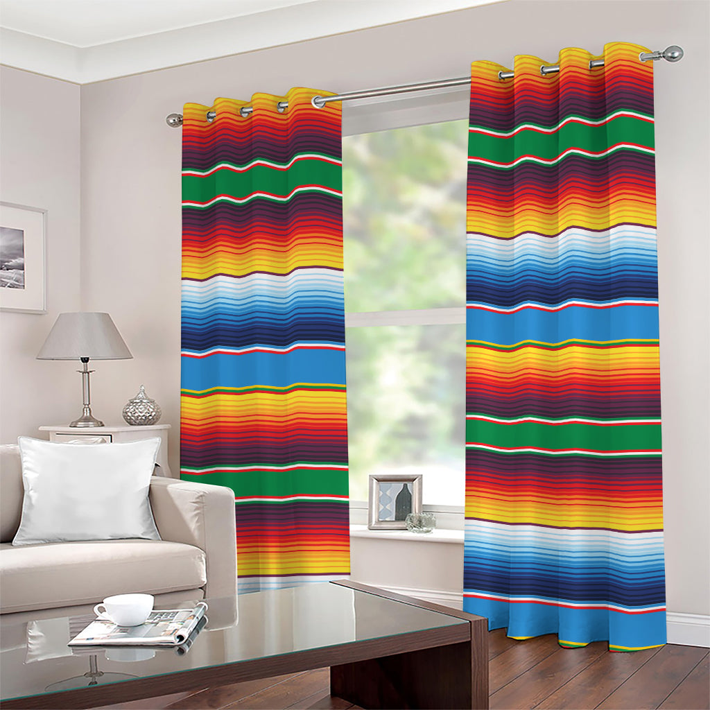 Tribal Mexican Blanket Stripe Print Grommet Curtains