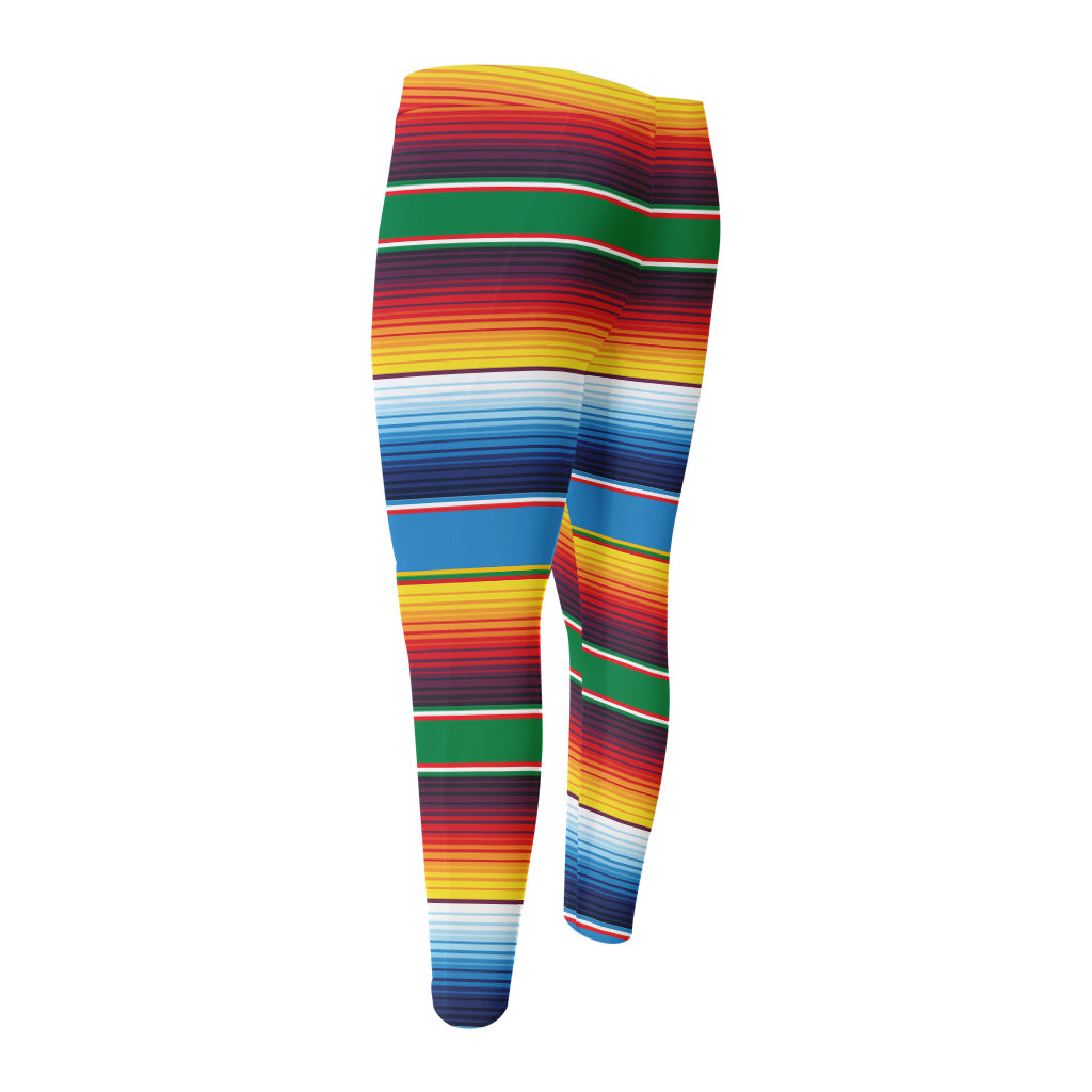 Tribal Mexican Blanket Stripe Print Men's Compression Pants