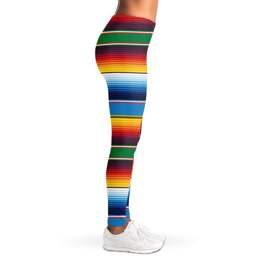 Tribal Mexican Blanket Stripe Print Women's Leggings