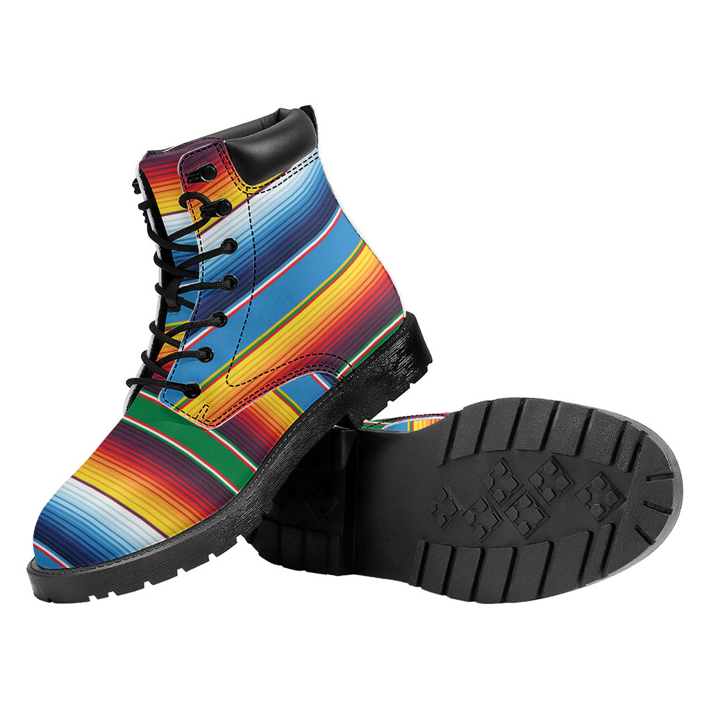 Tribal Mexican Blanket Stripe Print Work Boots