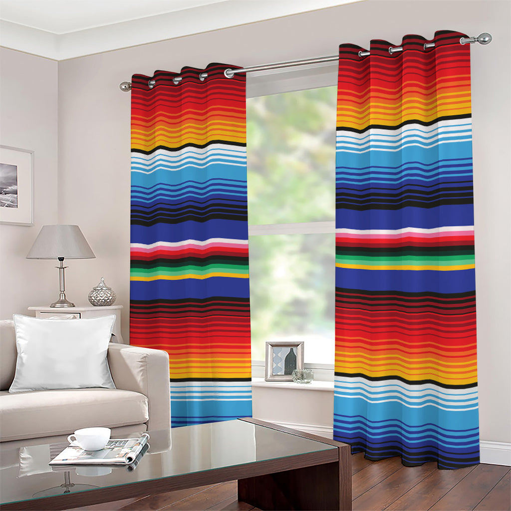 Tribal Mexican Serape Pattern Print Extra Wide Grommet Curtains