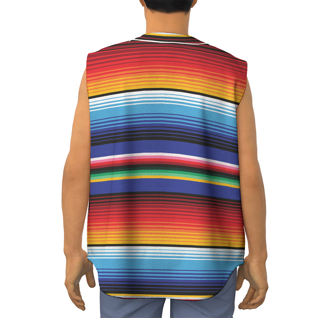 Tribal Mexican Serape Pattern Print Sleeveless Baseball Jersey