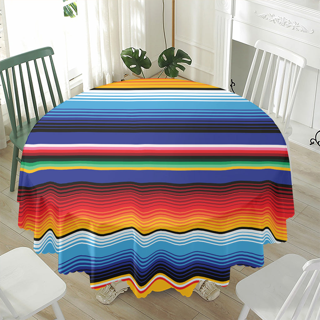 Tribal Mexican Serape Pattern Print Waterproof Round Tablecloth