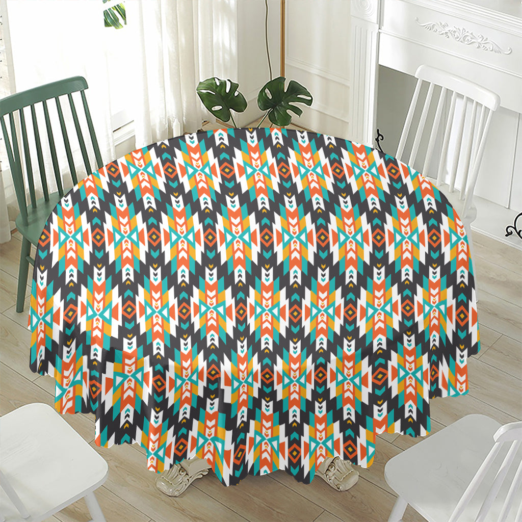 Tribal Native American Pattern Print Waterproof Round Tablecloth