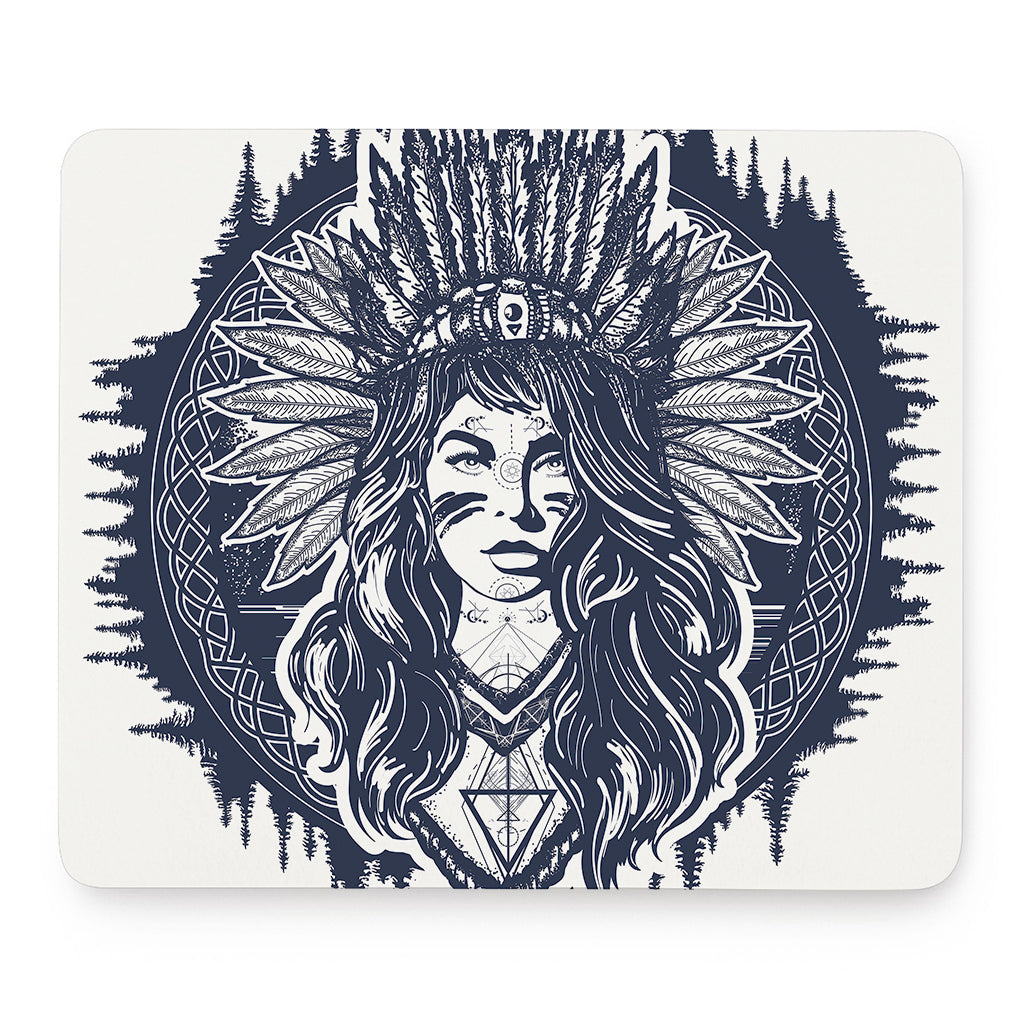 Tribal Native Indian Girl Print Mouse Pad