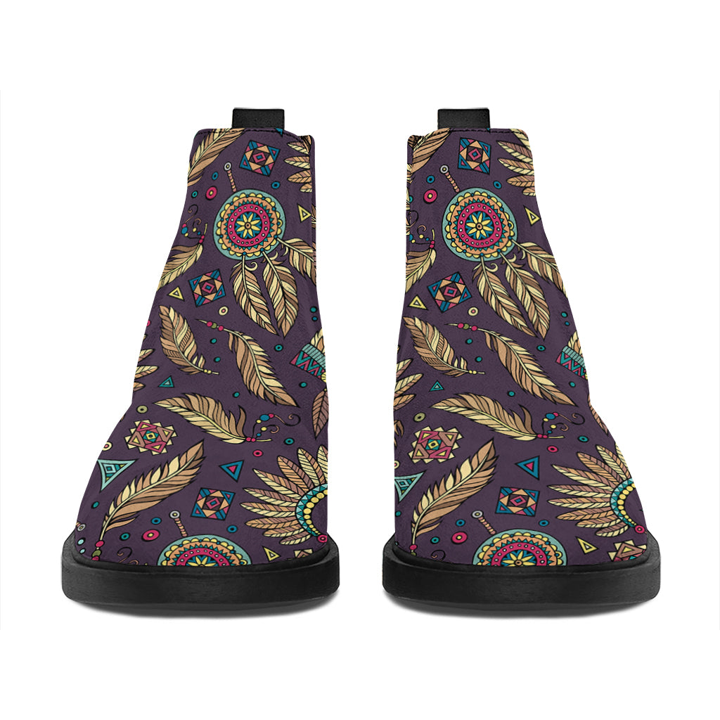 Tribal Native Indian Pattern Print Flat Ankle Boots