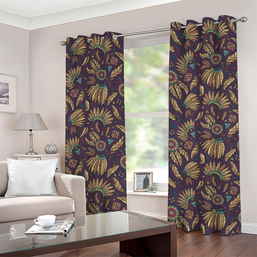 Tribal Native Indian Pattern Print Grommet Curtains
