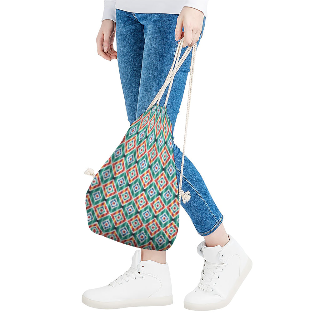 Tribal Navajo Pattern Print Drawstring Bag