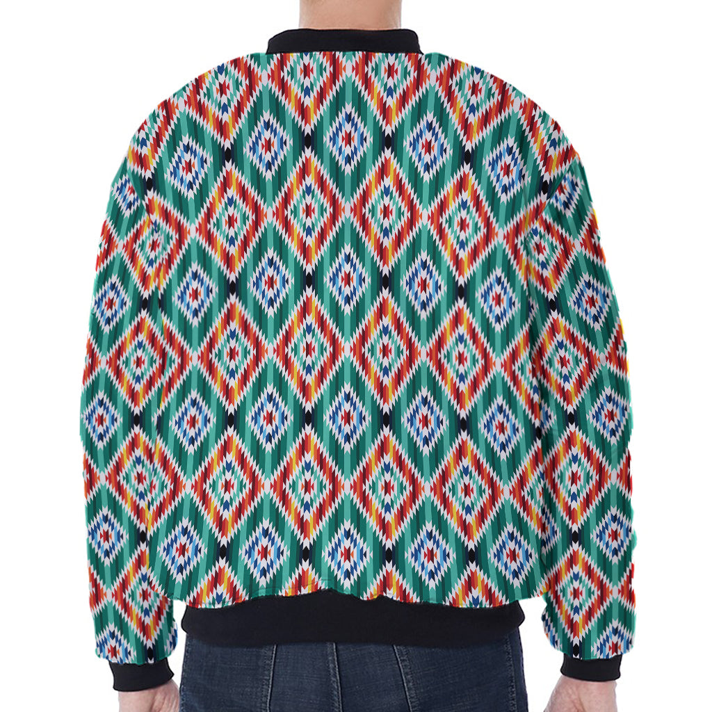 Tribal Navajo Pattern Print Zip Sleeve Bomber Jacket