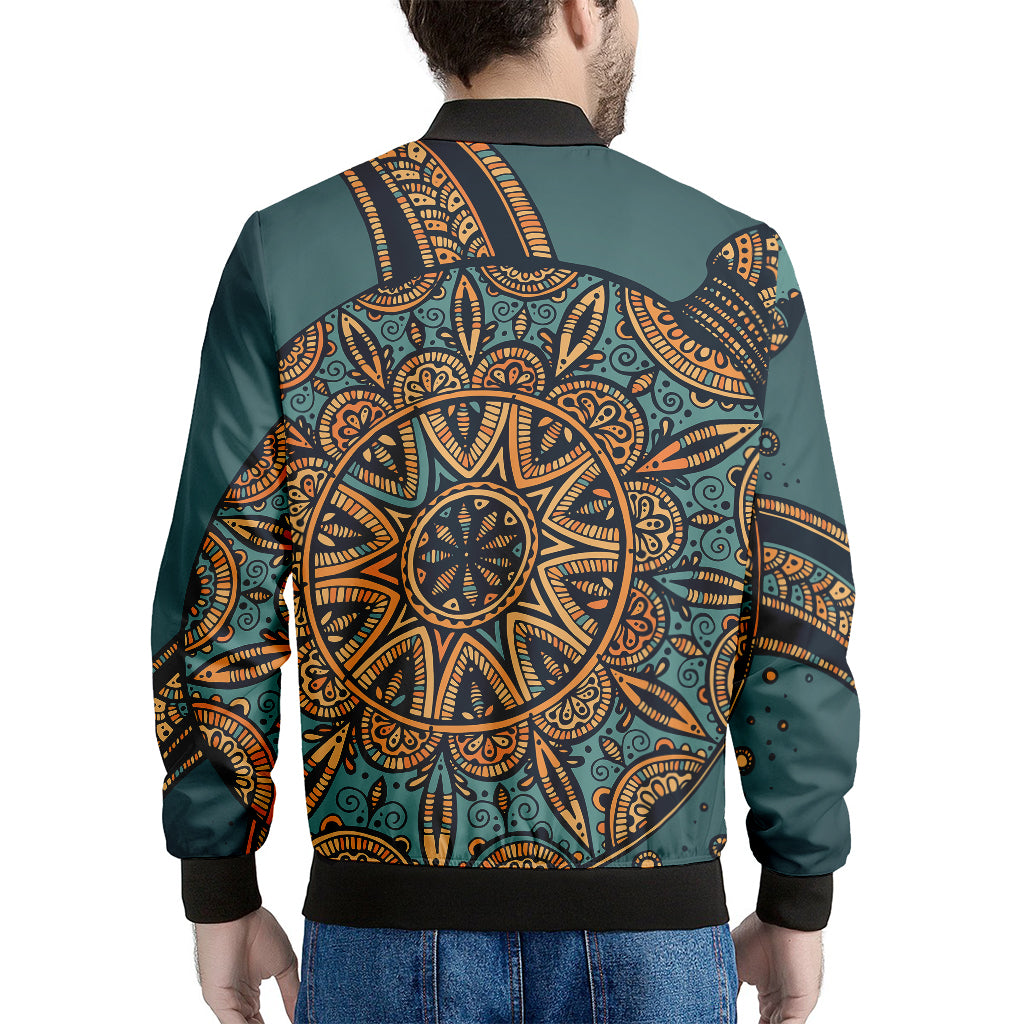 Tribal Sea Turtle Print Men's Bomber Jacket