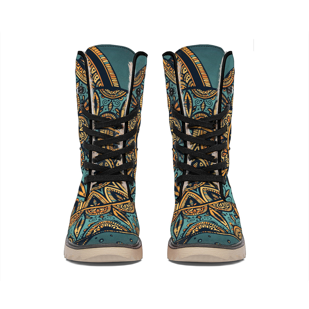 Tribal Sea Turtle Print Winter Boots