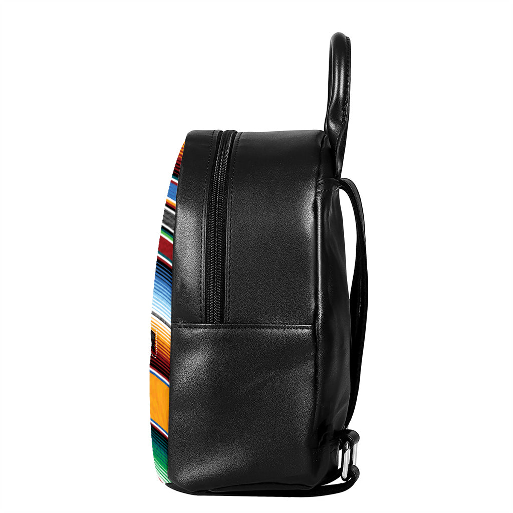 Tribal Serape Blanket Pattern Print Leather Backpack