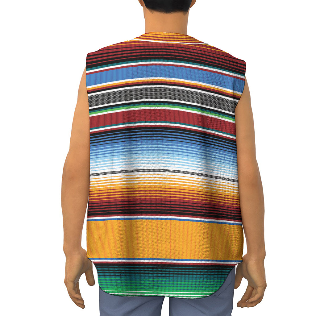 Tribal Serape Blanket Pattern Print Sleeveless Baseball Jersey