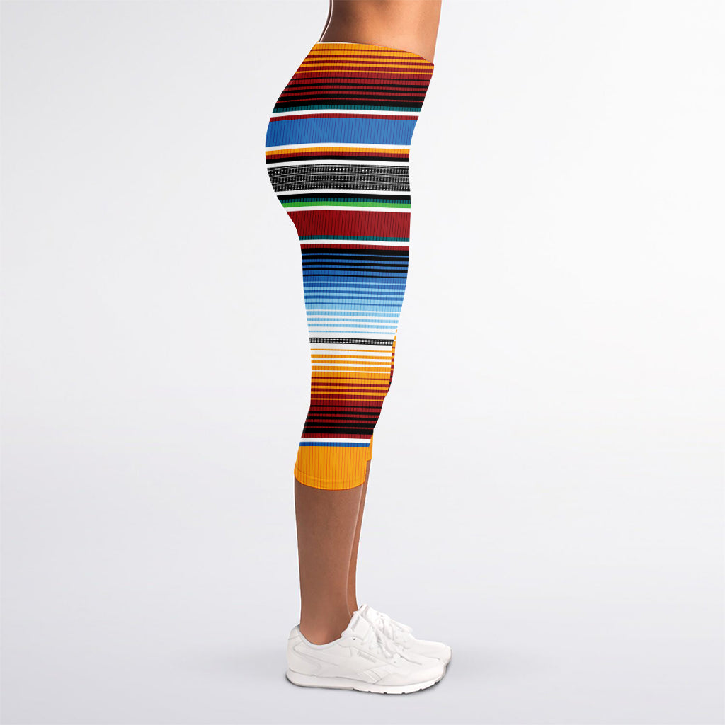 Tribal Serape Blanket Pattern Print Women's Capri Leggings