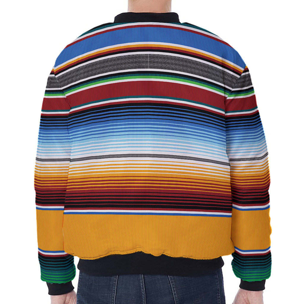 Tribal Serape Blanket Pattern Print Zip Sleeve Bomber Jacket