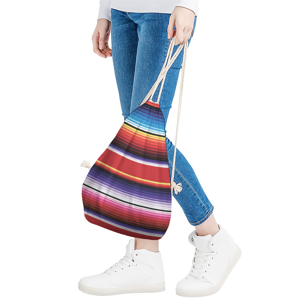 Tribal Serape Blanket Stripe Print Drawstring Bag