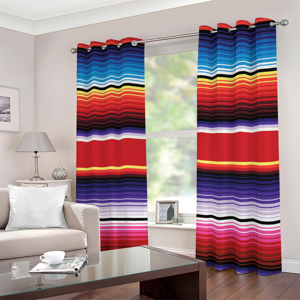 Tribal Serape Blanket Stripe Print Extra Wide Grommet Curtains