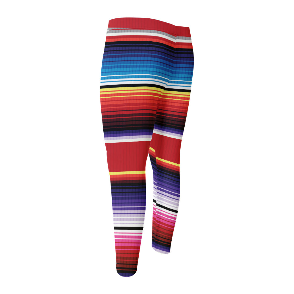 Tribal Serape Blanket Stripe Print Men's Compression Pants