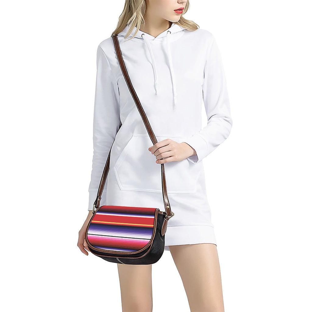 Tribal Serape Blanket Stripe Print Saddle Bag