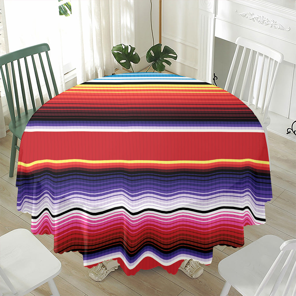 Tribal Serape Blanket Stripe Print Waterproof Round Tablecloth