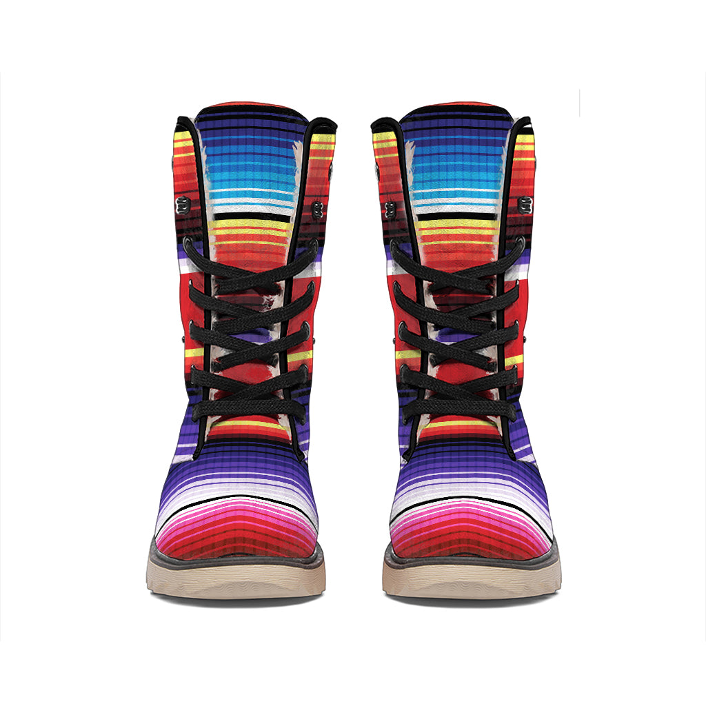 Tribal Serape Blanket Stripe Print Winter Boots