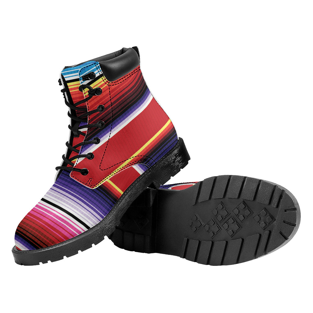 Tribal Serape Blanket Stripe Print Work Boots